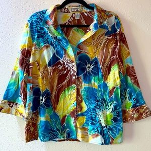 Caribbean Joe Tropical 3/4 Sleeves Sz XL